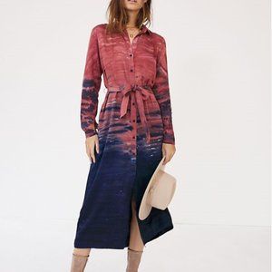 NWT Anthropologie Claudia Tie-Dye Maxi Shirtdress